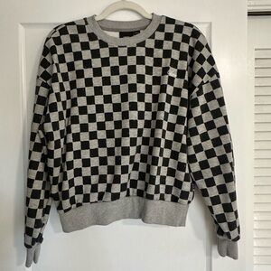 Vans Black and Gray Checkered Crewneck Sweater